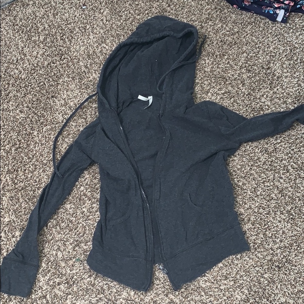 Heather gray zip up sweater